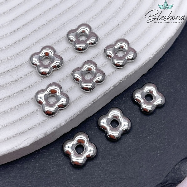 13 мм Цвет серебро, Подвеска Цветок гладкий