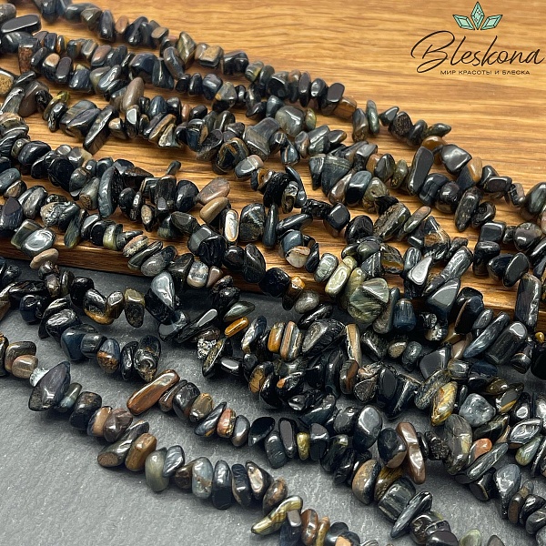 Крошка Соколиный глаз ширина бусин ~5-10 мм