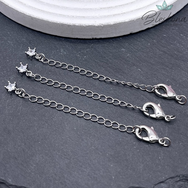 12мм Цвет серебро, Замок с цепью звезда циркон