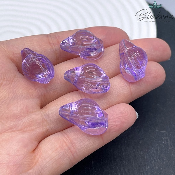 21*13 мм Бусина ракушка, цвет фиолетовый, уп.5 шт.