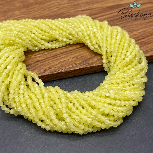 Кошачий глаз салатовый микроогранка (имитация) 3 мм