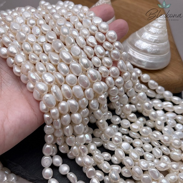 Жемчуг барочный рис белый №1 6,5-7 мм 