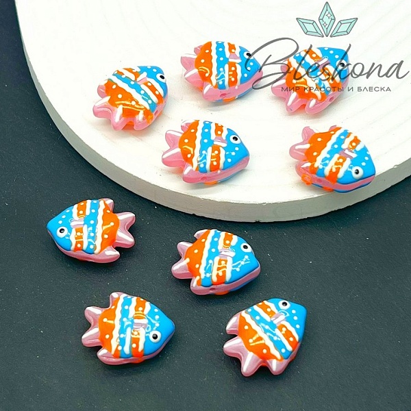 22*17 мм  Бусина рыбка розовая