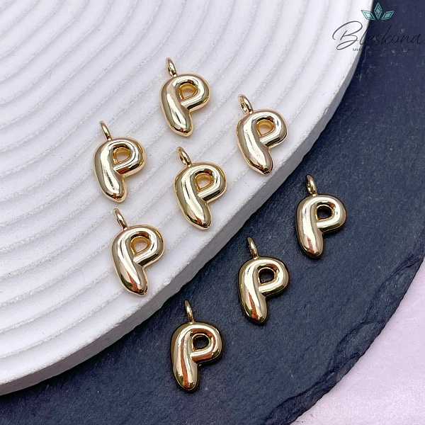 18 мм, Цвет золото, Буква объемная P