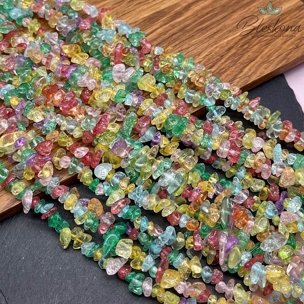 Крошка Кварц снежный микс ширина бусин ~ 6-10 мм