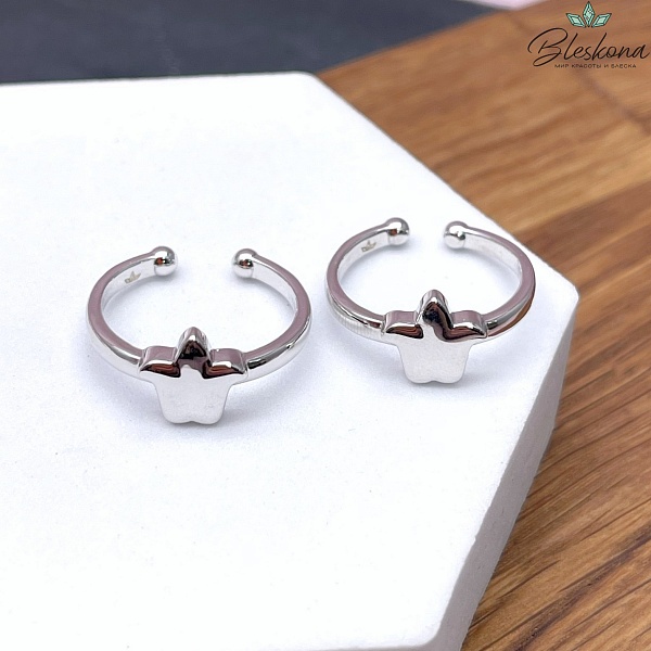 20 мм Цвет серебро, Кольцо безразмерное Этно №3 тюльпан