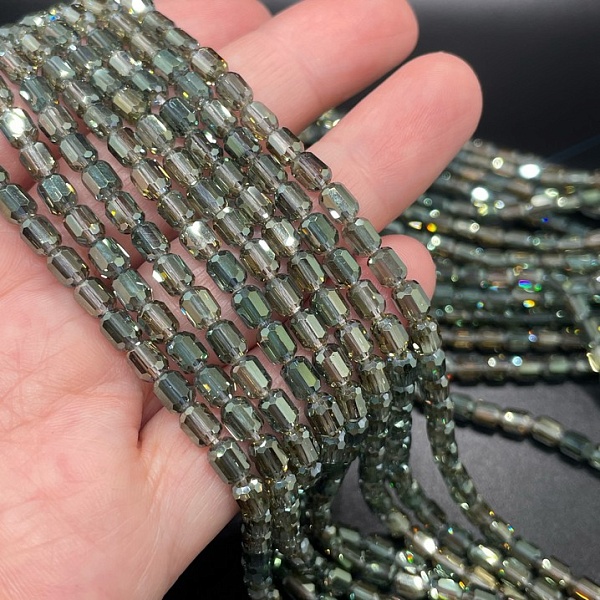 4*5 мм Стекло Lux, цилиндр мини, цвет темно- зеленый