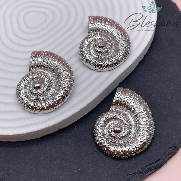 42*35 мм Цвет серебро, Подвеска Ракушка улитка