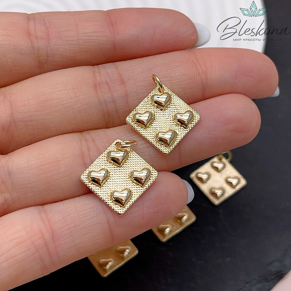 13,5 мм Цвет золото, Подвеска блистер сердечки