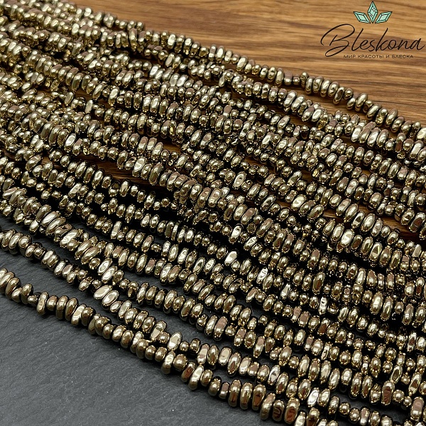 5-6 мм Гематин сколы шлифованные, темное золото №1