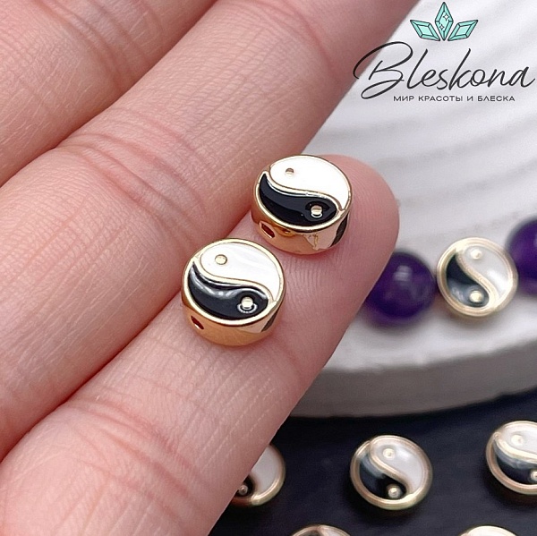 8м, цвет золото, Бусина Инь-янь 