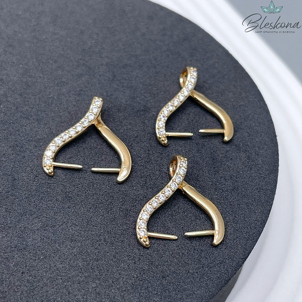 18,5*16,5 мм Цвет золото, Бейл Зажимной цирконы