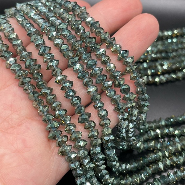 4,5*6 мм Стекло Lux, рондель острые углы, цвет темно- зеленый