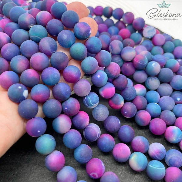 Агат с узором №29 матовый 10 мм