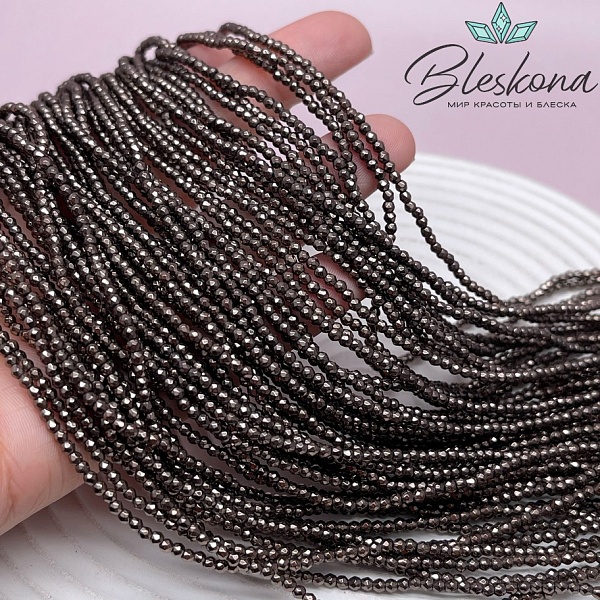 2 мм Гематин имитация огранка, цвет коричневый №1 (шоколадный)