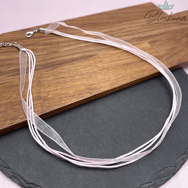 Шнурок  под кулон цвет розовый, серебро 40 см