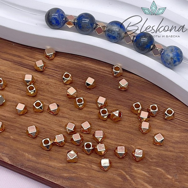 4 мм Цвет золото, Бусина бочонок огранка