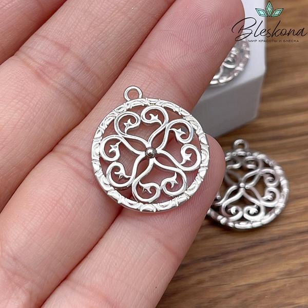 22,5*20 мм Цвет серебро, Подвеска круг Этно №1