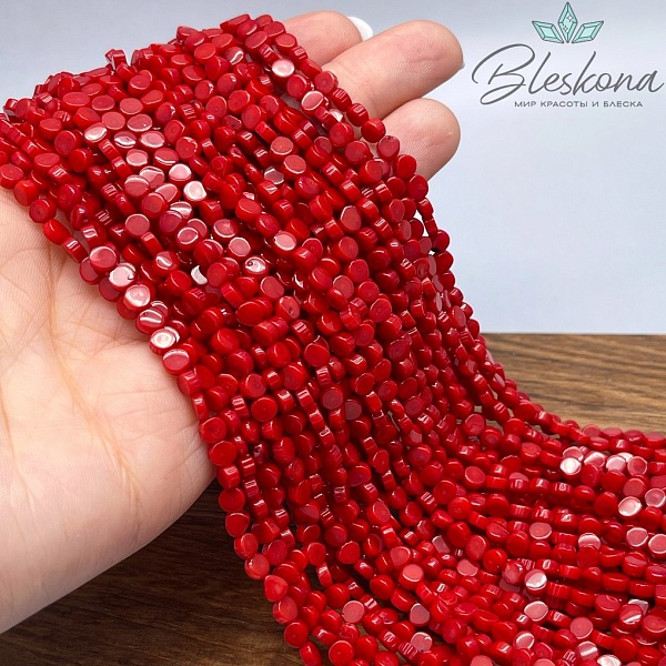 Коралл красный круг (Коралловые водоросли) 4 мм