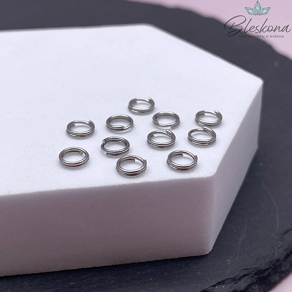 6*1,5 мм Цвет серебро, Колечки двойные уп. 1 гр