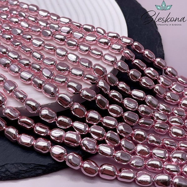 6-9 мм Гематин галтовка, цвет розовый имитация