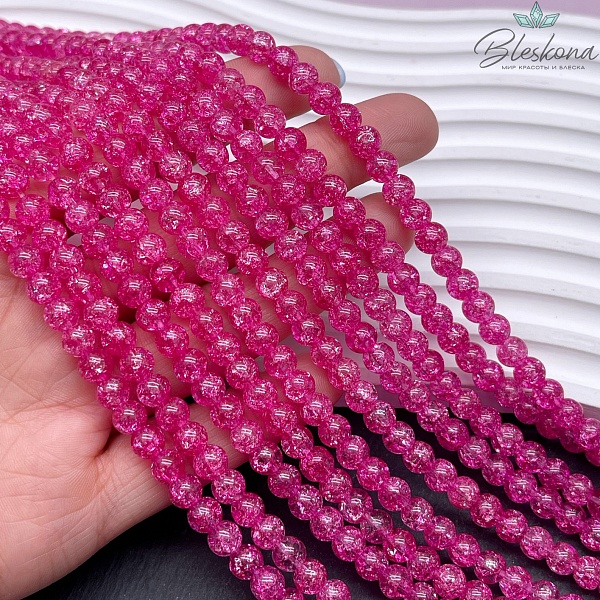 Кварц снежный фуксия (имитация) 6 мм