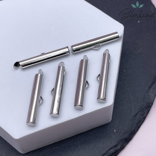 24*4 мм, Цвет серебро, Зажим-слайдер (концевик)