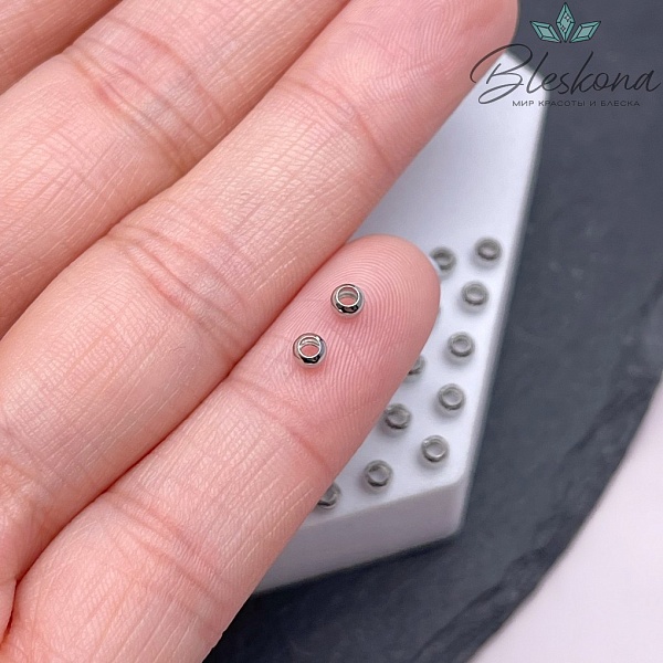 3 мм Цвет серебро, Кримпы (зажимные бусины) уп. 10 шт. 