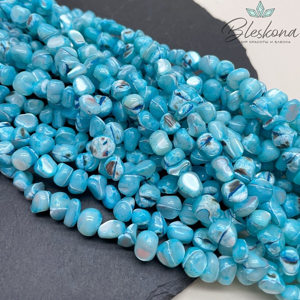 Перламутр голубой галтовка 6-8 мм