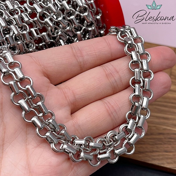 Цепь №99-2 цвет серебро 11*15 мм/7,5*9 мм