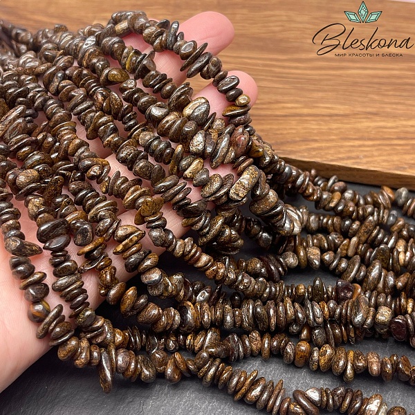 Крошка Бронзит ширина бусин ~ 7-11 мм