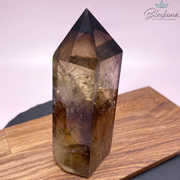 Цитрин с раухтопазом кристалл огранка 13*5 см