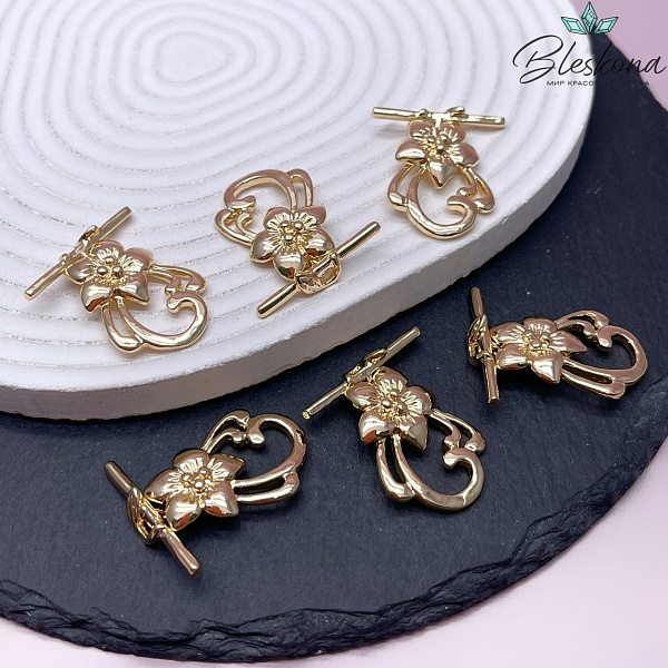 28,5*21,2 мм Цвет золото, Замок Тогл цветок