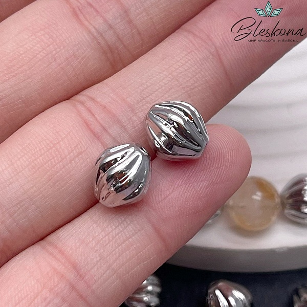 10*9 мм Цвет серебро, Бусина резная
