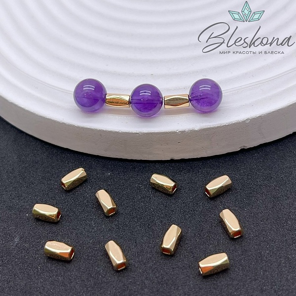 6*3 мм Цвет золото, Бусина огранка 