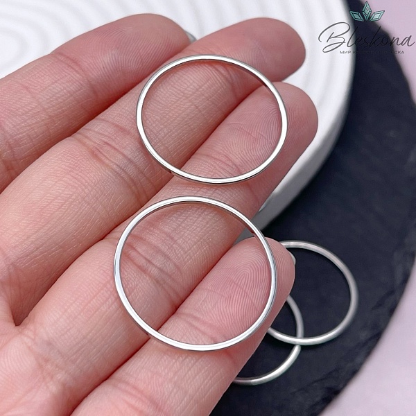 25 мм, Цвет серебро Подвеска Кольцо Люкс