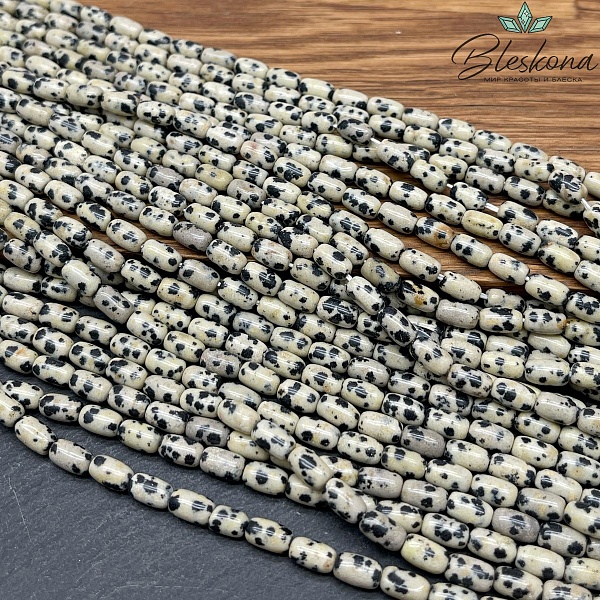 Яшма далматиновая бочата 7*4 мм