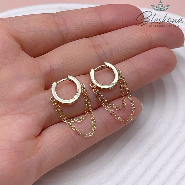 12*15 мм, цвет золото, Швензы бублик Конго с цепочкой Люкс