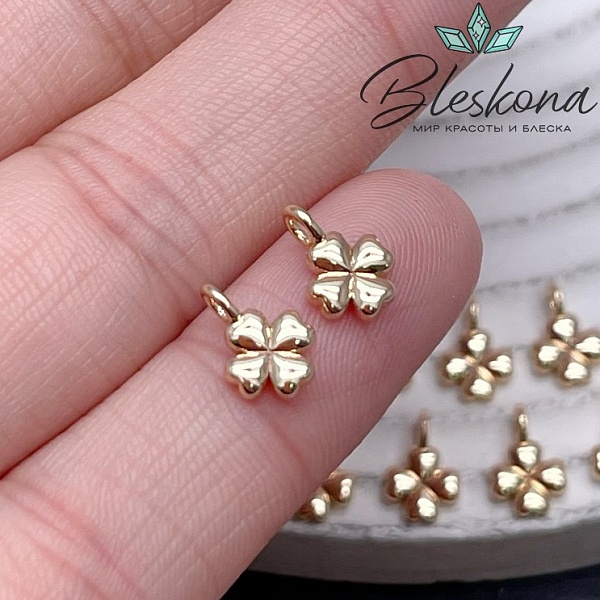 8,9*6 мм Цвет золото, Подвеска клевер мини гладкий