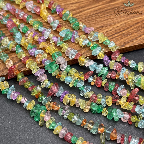 Крошка Кварц снежный микс ширина бусин ~ 6-10 мм