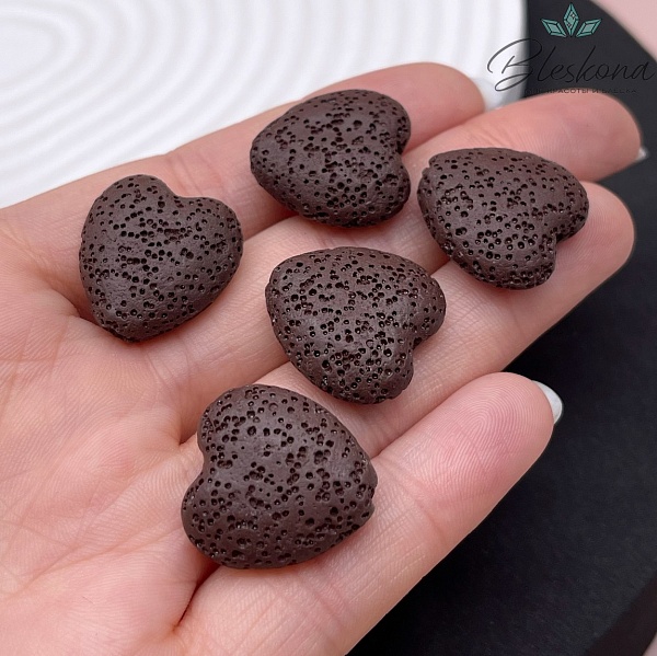 Бусина сердце Лава Вулканическая темно-коричневое (шоколадное) 20*19 мм