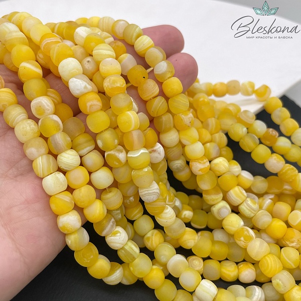 Агат с узором №43 бочата в термической обработке 6*7,5 мм