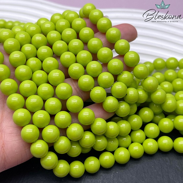 Жемчуг Майорка цвет светло-зеленый 10 мм