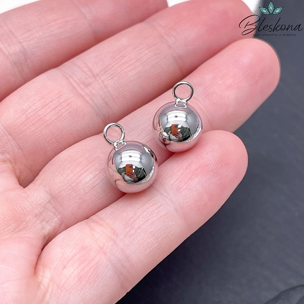 10 мм Цвет серебро, Подвеска шар 