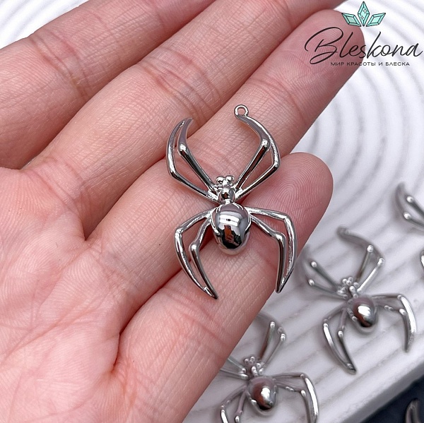 32,5*20 мм Цвет серебро, Подвеска Паук гладкий