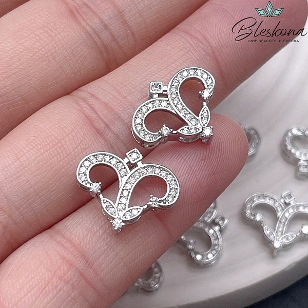 16*13,5 мм Цвет серебро, Бусина Этно №2 цирконы