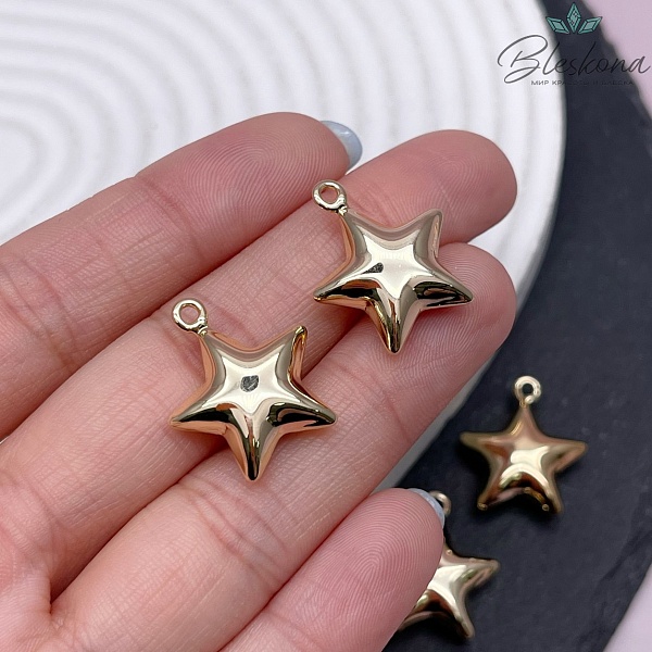 18,4*21,4мм, Цвет золото, Подвеска Звезда  объемная 