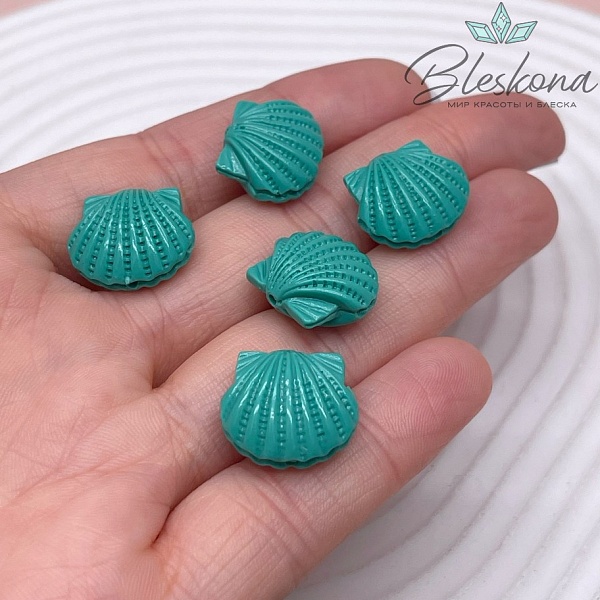 Бусина Ракушка зеленая 14*16 мм (имитация коралла)
