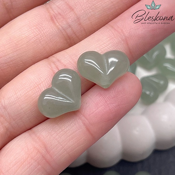 Бусина сердце Авантюрин зеленый 11*15 мм штучно 
