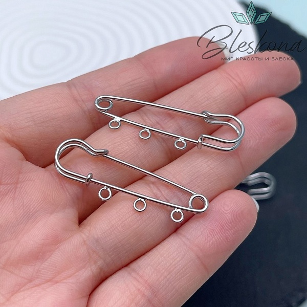 3,7 см, Цвет серебро, Основа булавка 3 кольца